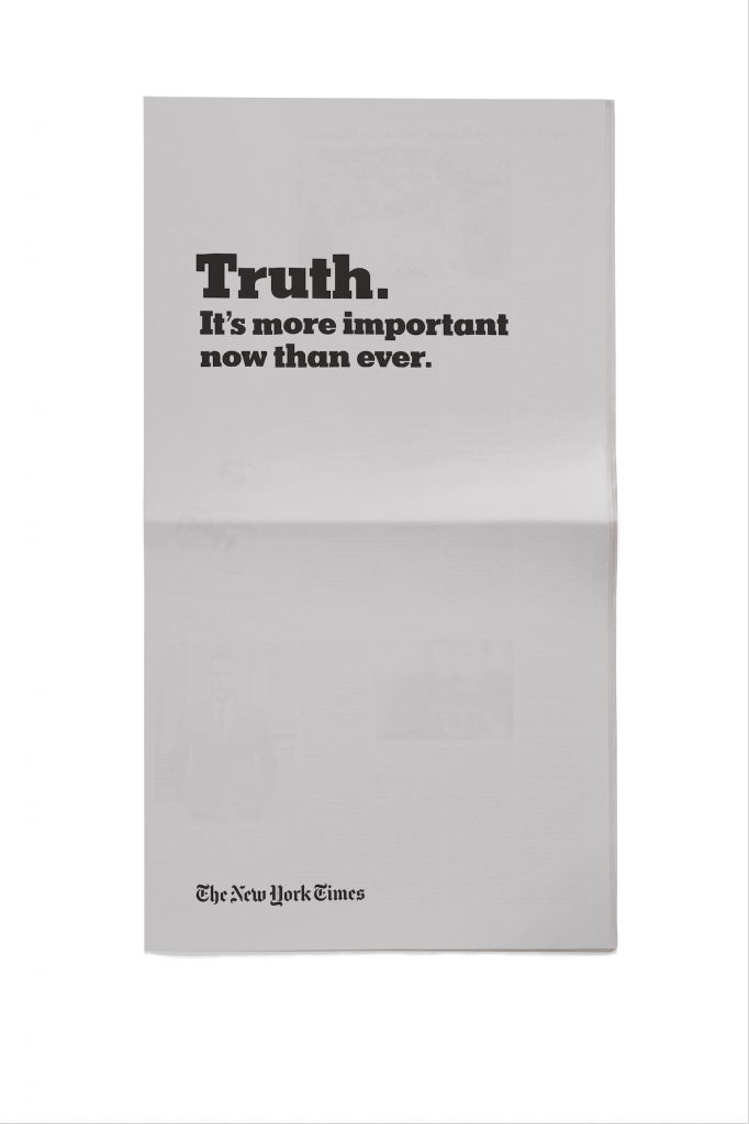 droga5, the new york times, truth, news, fake news, alternative facts, oscars, 2017, advertisment, the truth is hard